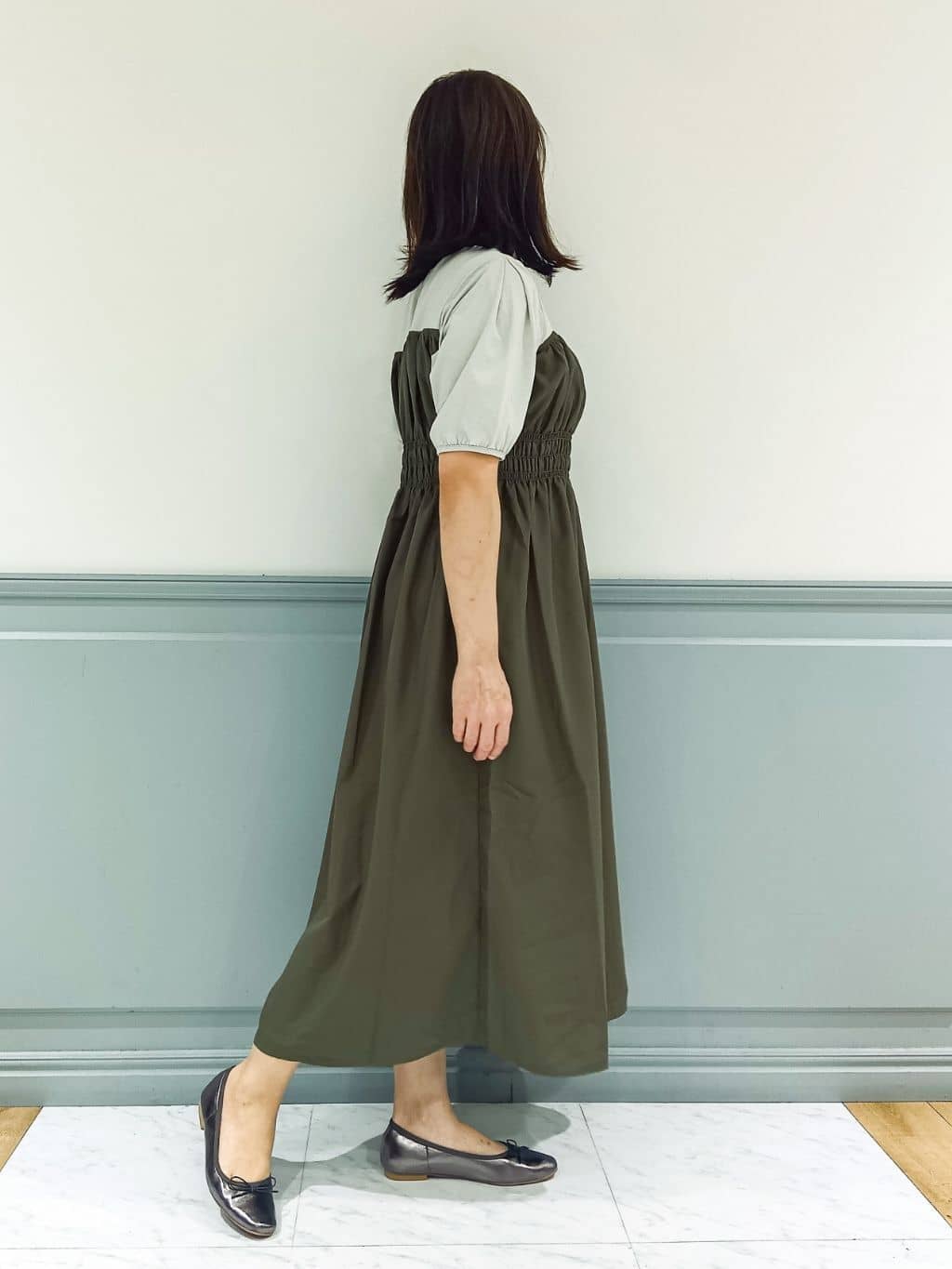 なっちゃんさんの「grove｜【洗える/二の腕カバー】一枚で映える！ビスチェドッキングワンピース」を使ったコーディネート