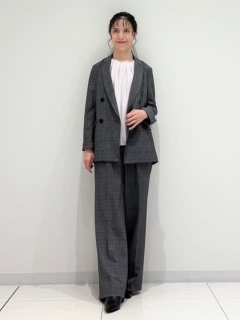 kayoさんの「INDIVI｜【洗える／オンオフ】チェック柄ダブルジャケット」を使ったコーディネート