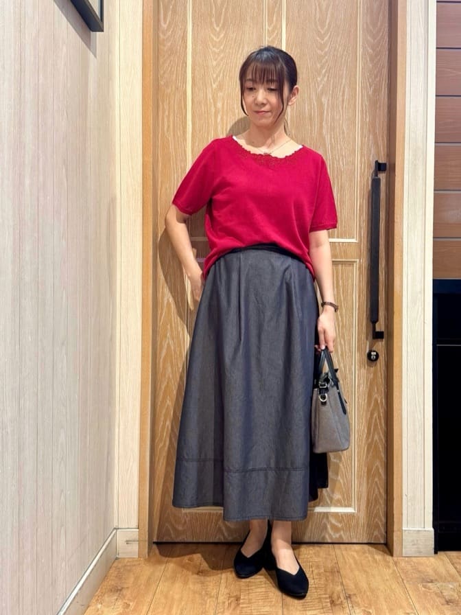 KAORIさんの「SHOO･LA･RUE｜【洗える/S-LL/前後2WAY】きれい見え 刺繍ニットカーディガン」を使ったコーディネート