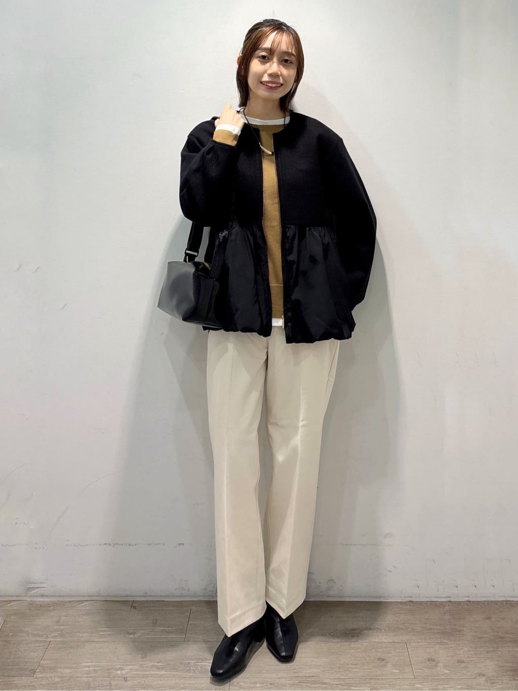ぶまりんさんの「OPAQUE.CLIP｜ウールライクペプラムドッキングアウター【洗濯機洗い可】」を使ったコーディネート