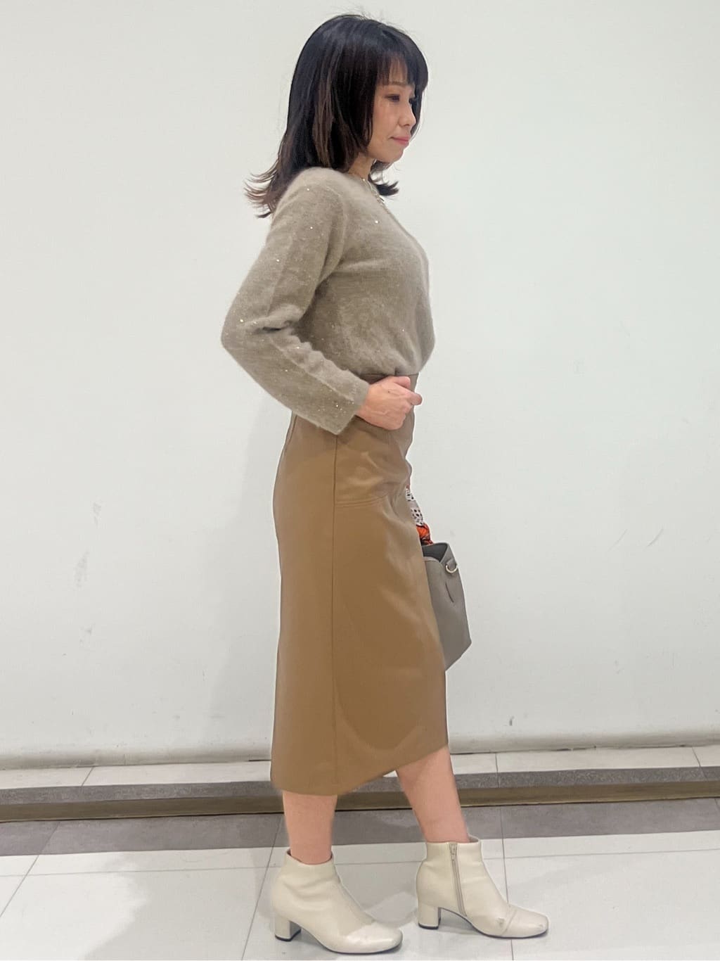 AYAさんの「COUP DE CHANCE｜【フォックス混】ショート丈ニットトップス」を使ったコーディネート