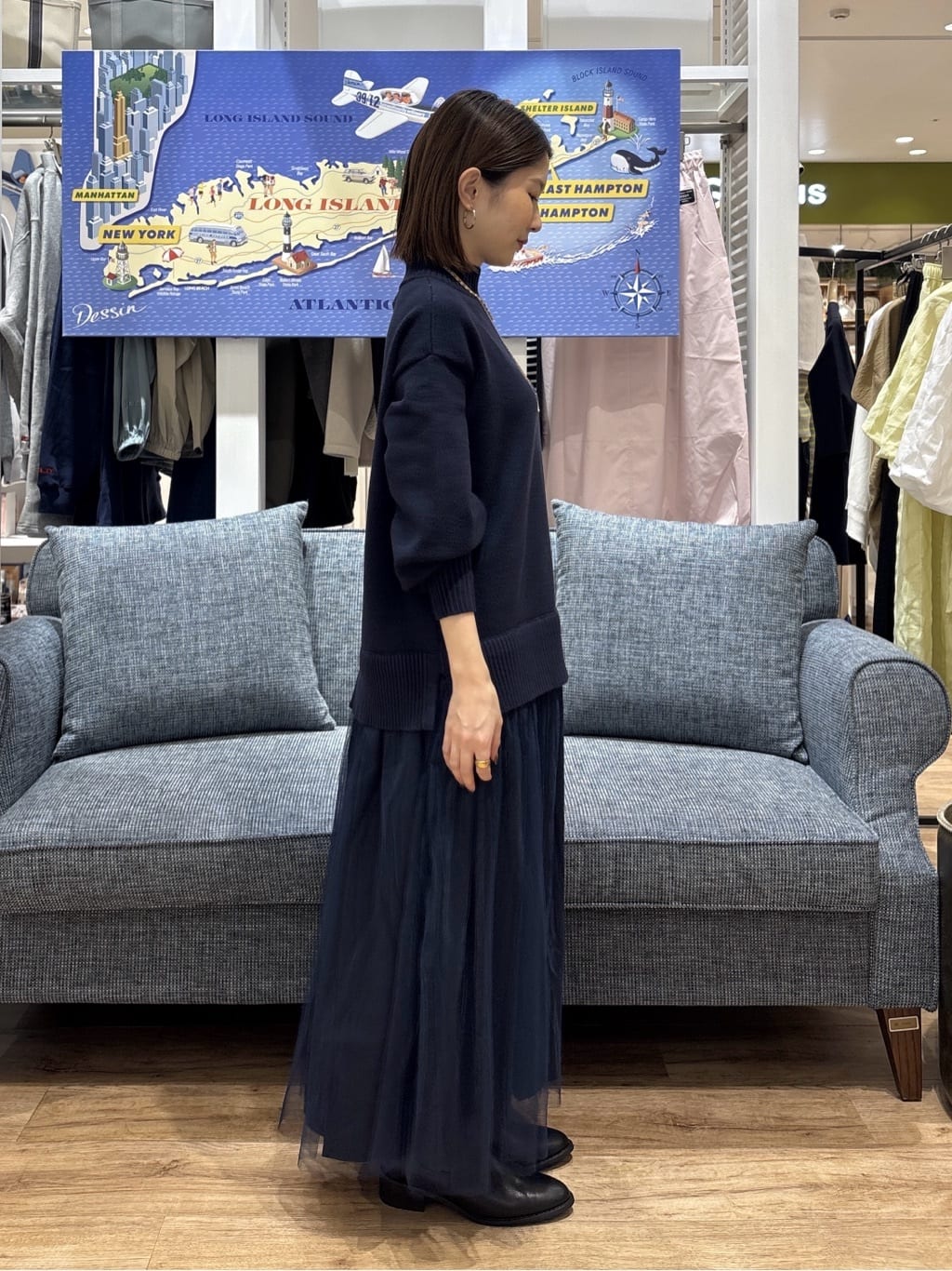 risaさんの「Dessin｜【洗える】ニットチュールドッキングワンピース」を使ったコーディネート