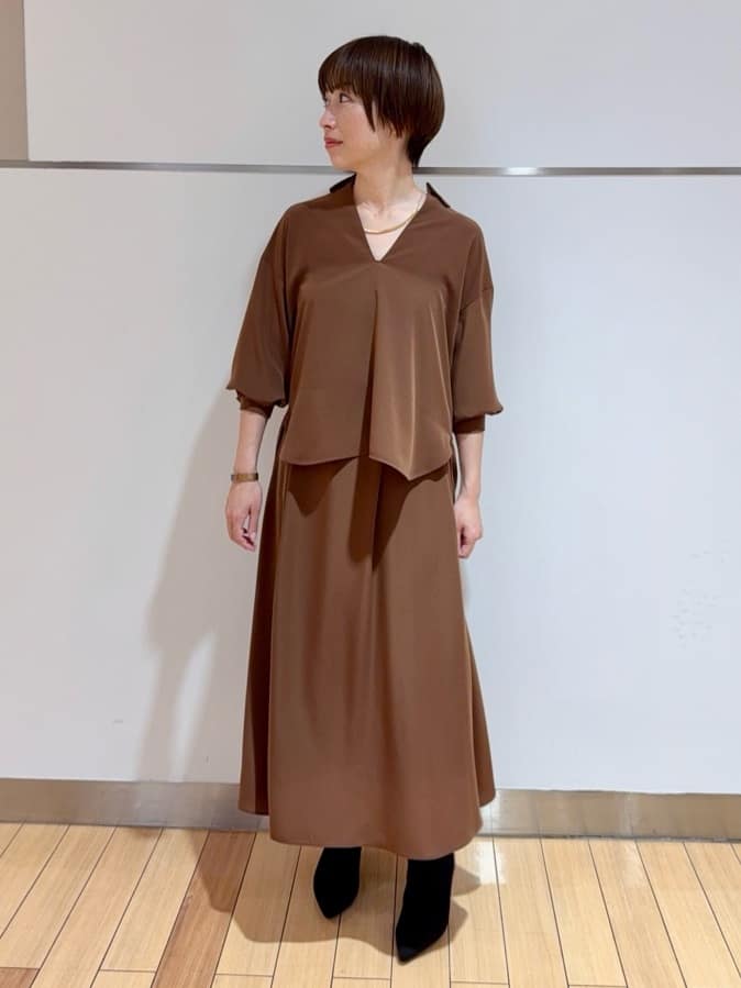 あやさんの「UNTITLED｜【セットアップ可/スキッパー/ゆったり】リラクパウダーシャツ」を使ったコーディネート