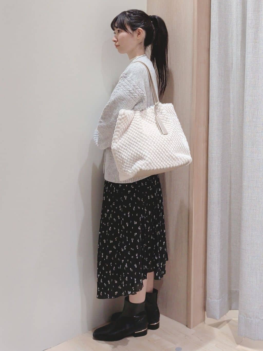 Yuiさんの「grove｜【吸湿発熱／帯電防止】ハイネックリブプルオーバー」を使ったコーディネート