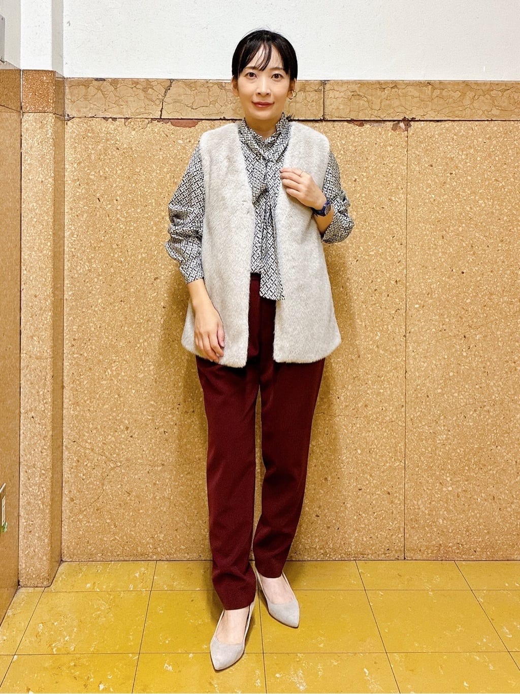 hattoriさんの「INDIVI｜ジオメプリントボウタイブラウス」を使ったコーディネート