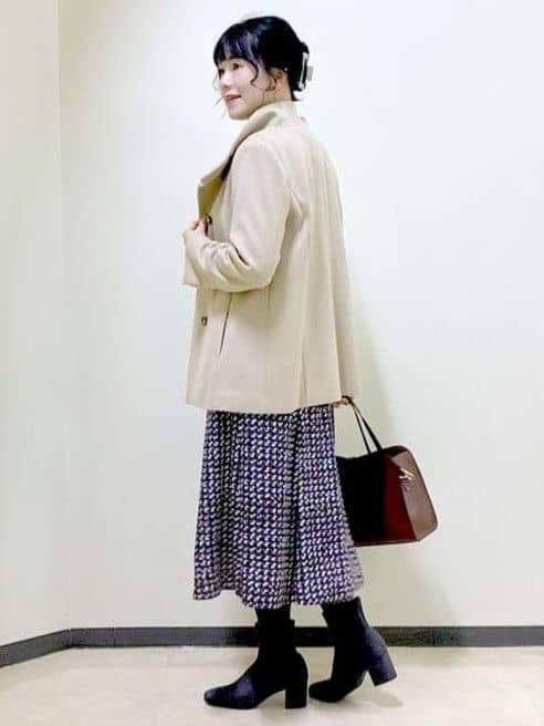  beni_gingerさんの「Reflect｜【SS-4Lサイズ／衿が顔に当たらない◎】スタンドネックミドルコート」を使ったコーディネート