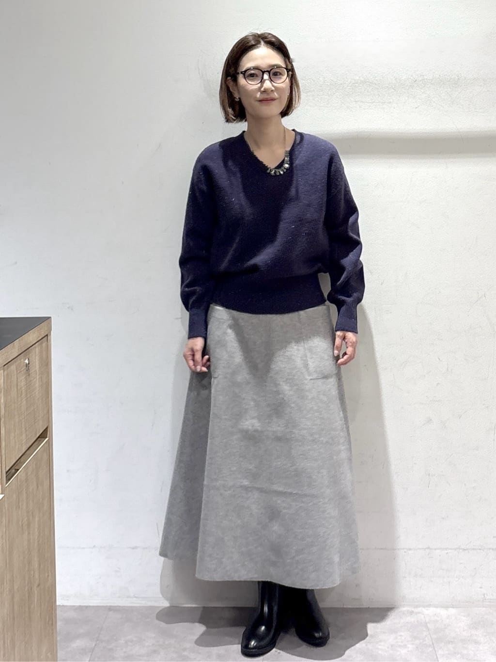 たけねぇさんの「OPAQUE.CLIP｜Vネックラメニット【洗濯機OK】」を使ったコーディネート