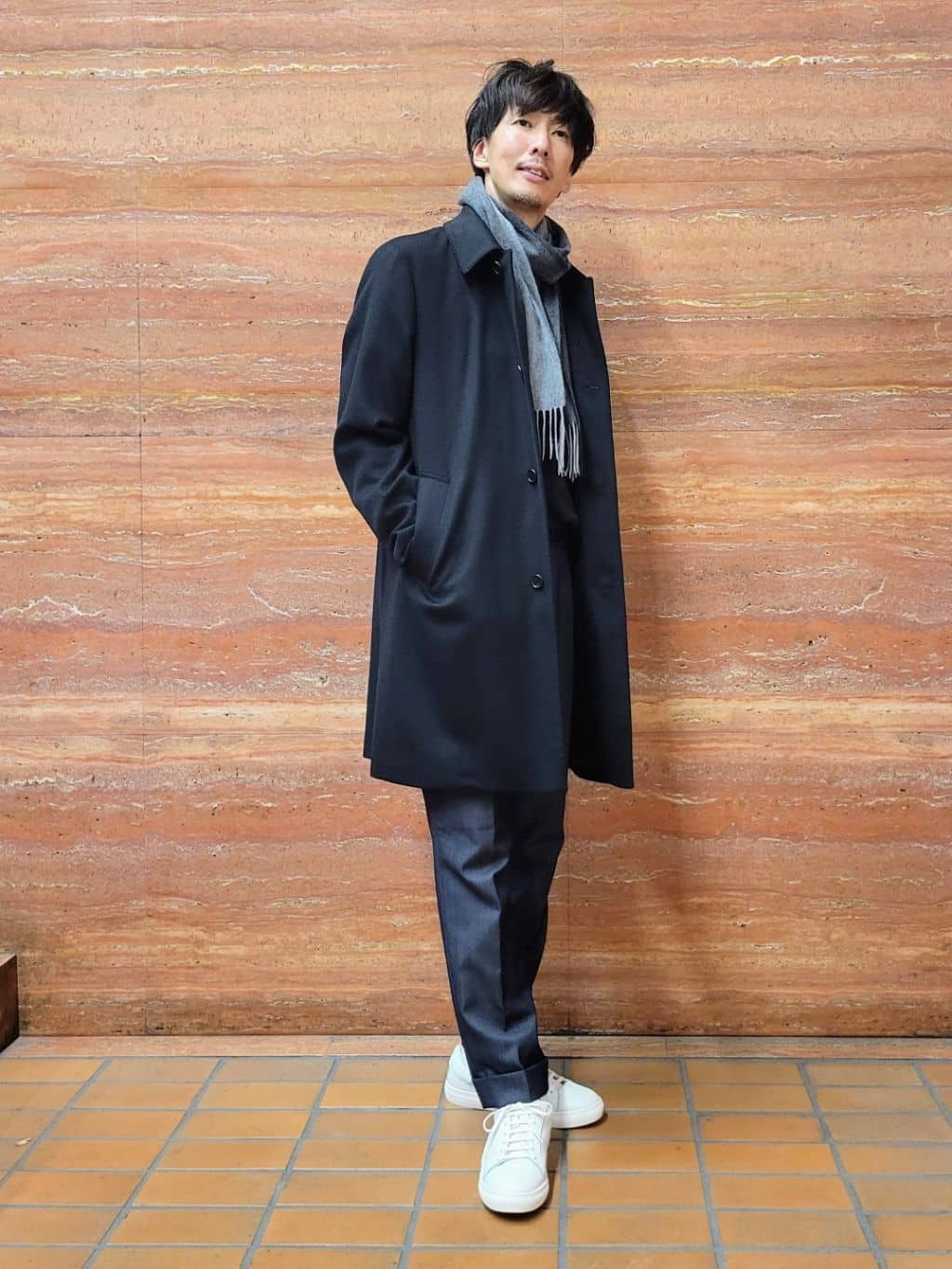 piroyaさんの「TAKEO KIKUCHI｜カシミヤブレンド ビーバー調ステンカラーコート」を使ったコーディネート