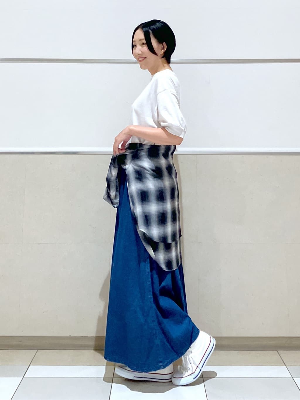 eriko さんの「Dessin｜【洗える】シアーオンブレーチェックシャツ」を使ったコーディネート