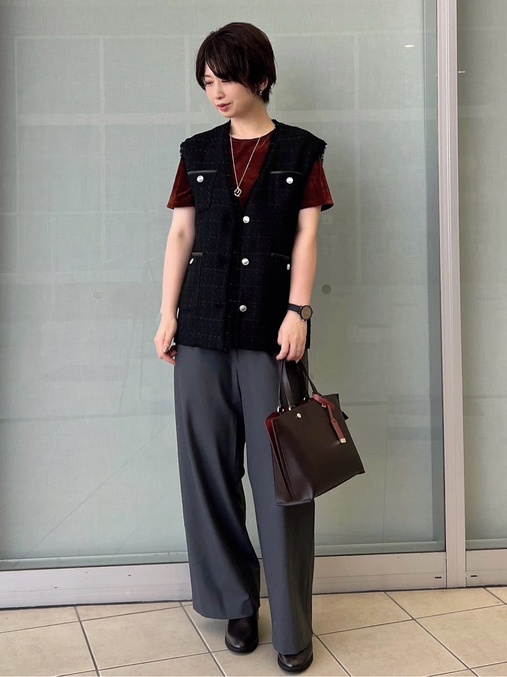 yo-koさんの「OPAQUE.CLIP｜フロッキーチュールTシャツ【洗濯機洗い可】」を使ったコーディネート