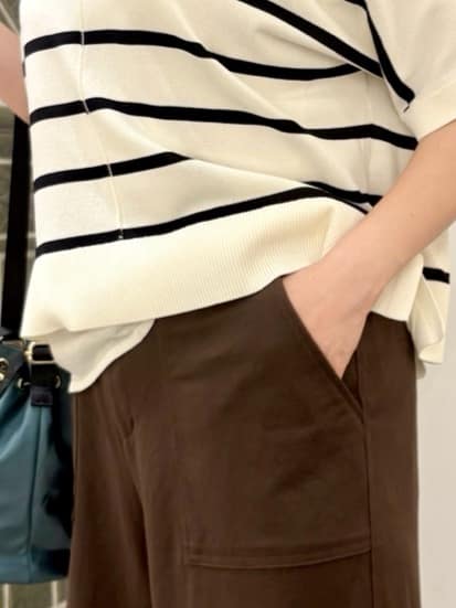なるみんさんの「grove｜【接触冷感】見た目はきちんと、着心地はらくちん クロップドベイカーパンツ」を使ったコーディネート