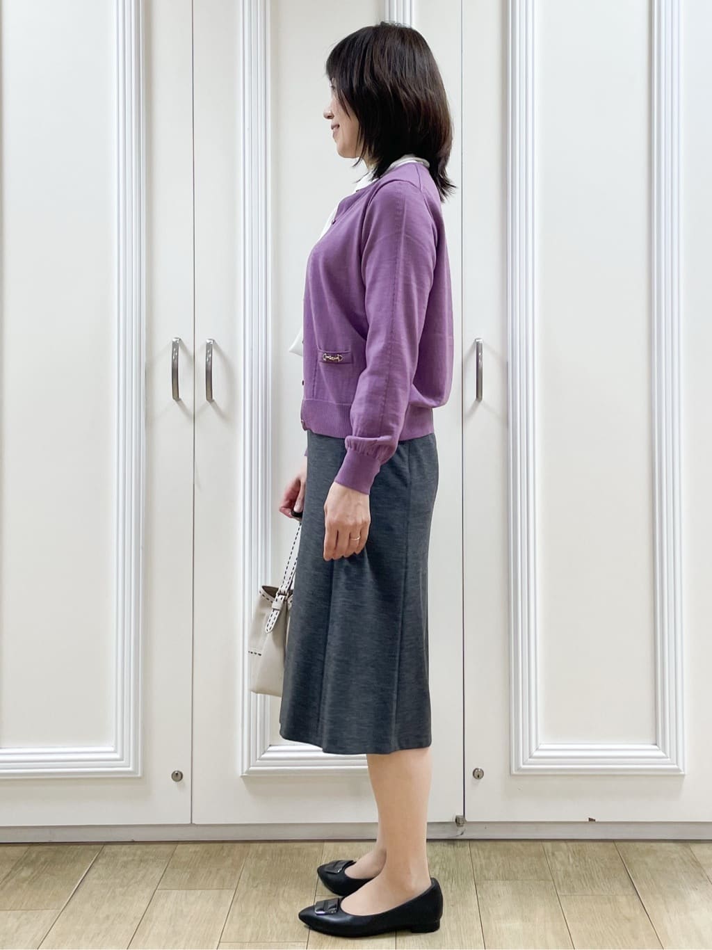 めいさんの「Reflect｜【きちんと見え／通勤／セレモニーにおすすめ◎】ドット柄ボウタイブラウス」を使ったコーディネート