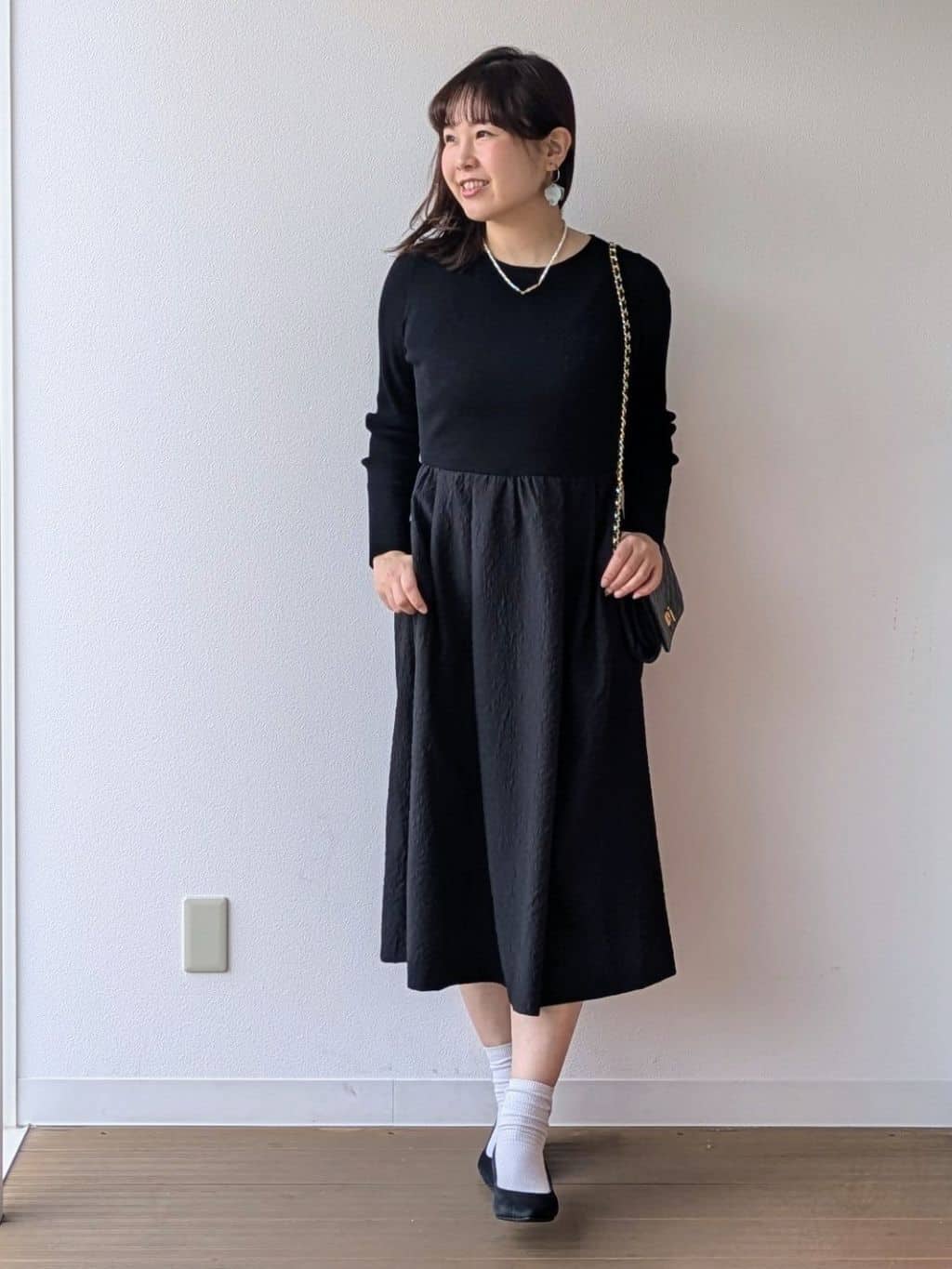 なみきさんの「UNTITLED｜【大人フェミニン/トレンド】ニット&times;ジャカード ドッキングワンピース」を使ったコーディネート