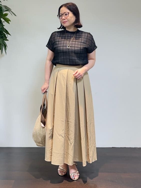 Asamiさんの「UNTITLED｜【シアー】チェックスタンドネックブラウス」を使ったコーディネート