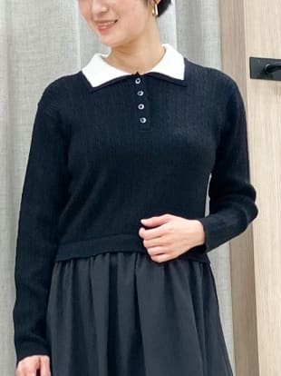 Keiさんの「grove｜【時短コーデ】ポロニットドッキングワンピース」を使ったコーディネート