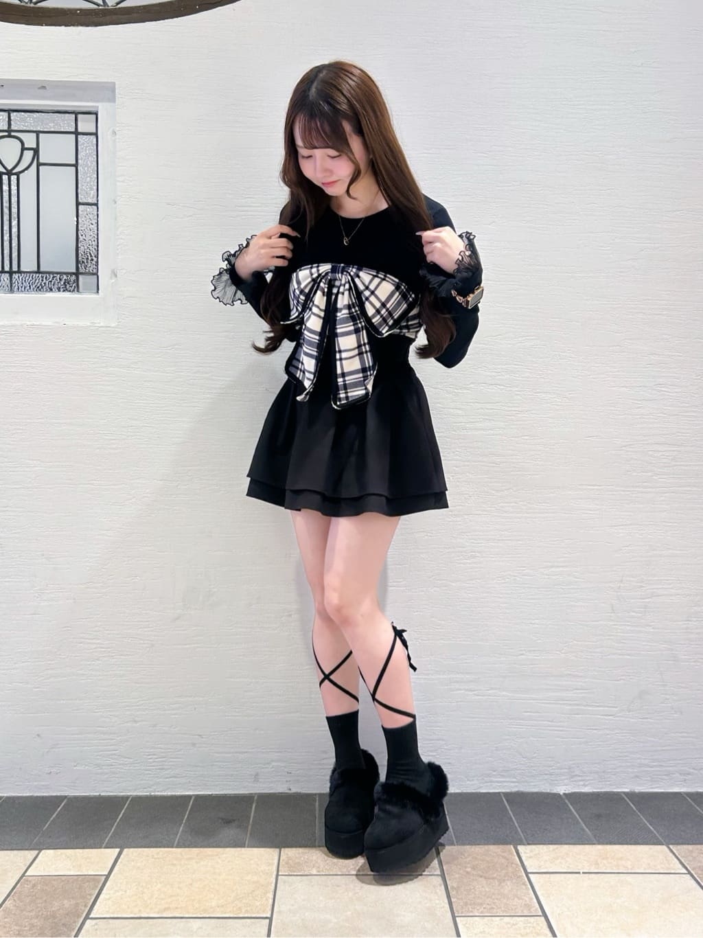 ゆうりさんの「ESPERANZA｜厚底2WAYフェイクムートンサボ」を使ったコーディネート
