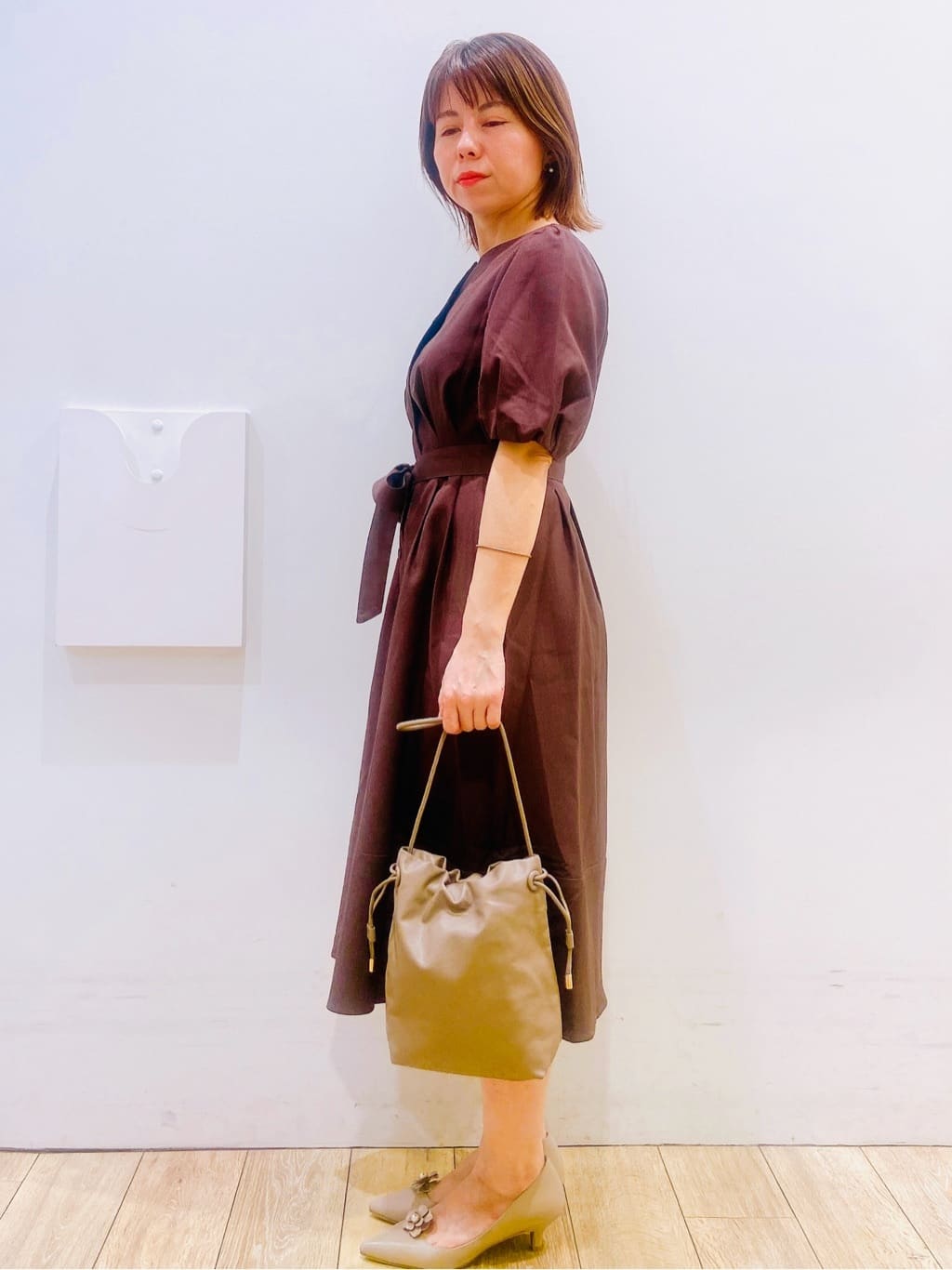 YUKOさんの「index｜タックパフスリーブワンピース【洗濯機洗い可／イージーアイロン】」を使ったコーディネート
