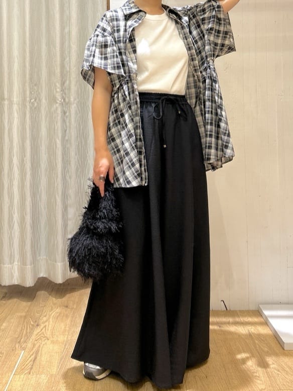 ga_riさんの「THE SHOP TK｜チェック柄チュニックブラウス」を使ったコーディネート