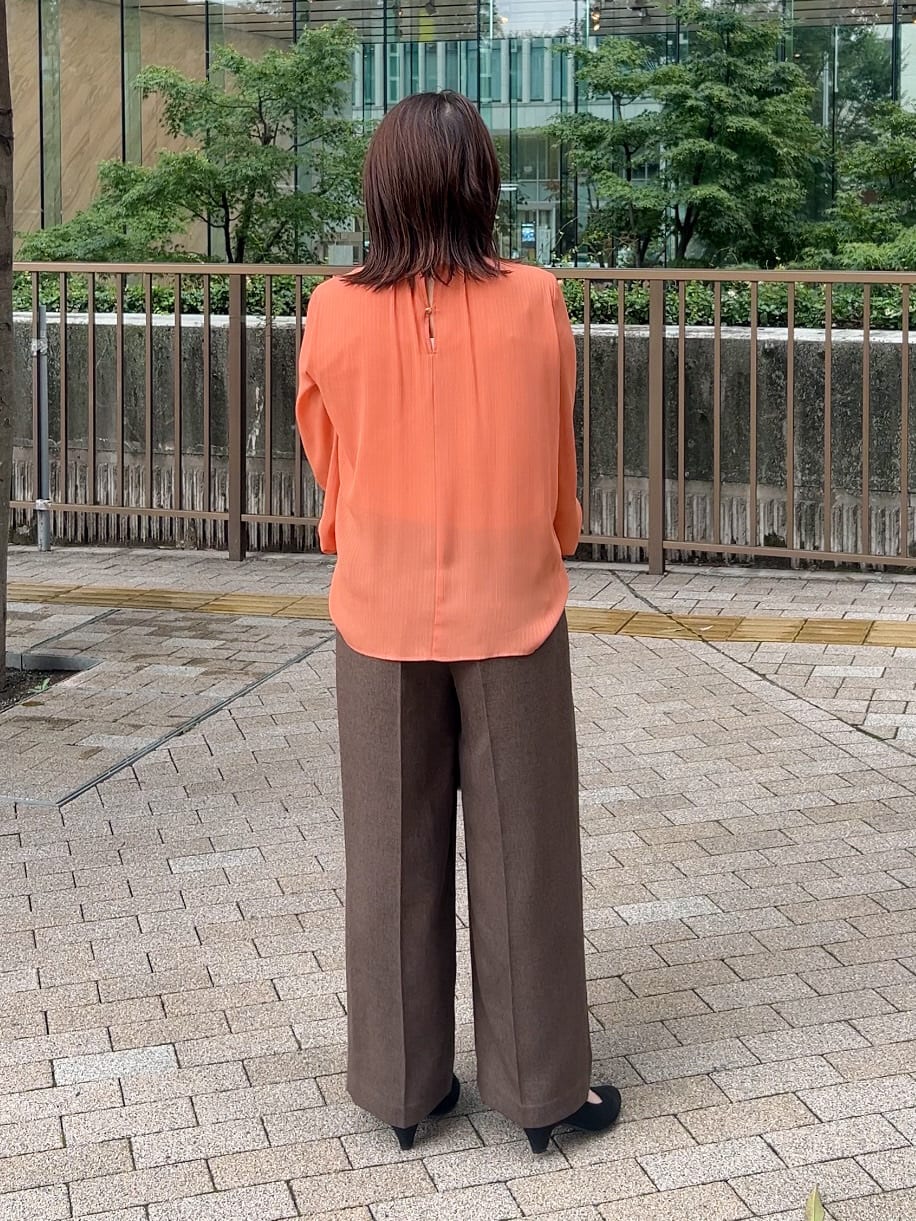 ちびゆきさんの「grove｜シアーストライプボウタイブラウス」を使ったコーディネート