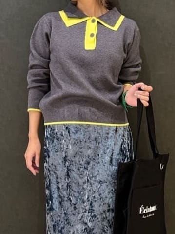 misakiさんの「SHOO･LA･RUE｜【S-LL】配色がポイントの2枚襟ポロニット」を使ったコーディネート