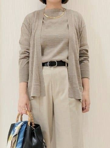 naokoさんの「UNTITLED｜【アンサンブル可/洗える/ボタンなし】シルクウールカシミヤ 着流しカーディガン」を使ったコーディネート