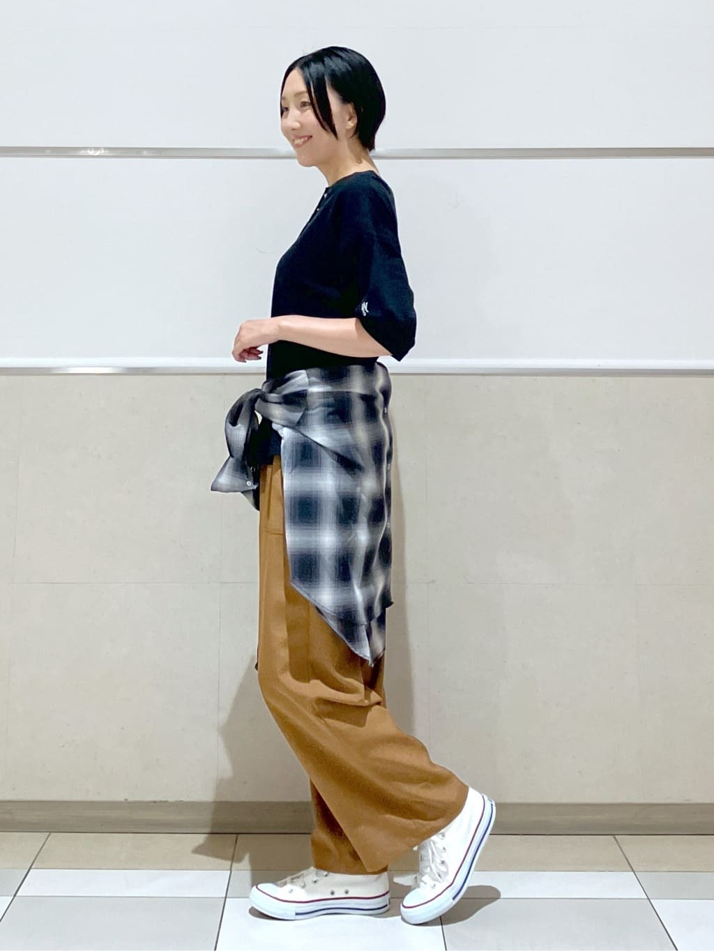 eriko さんの「Dessin｜【洗える】シアーオンブレーチェックシャツ」を使ったコーディネート
