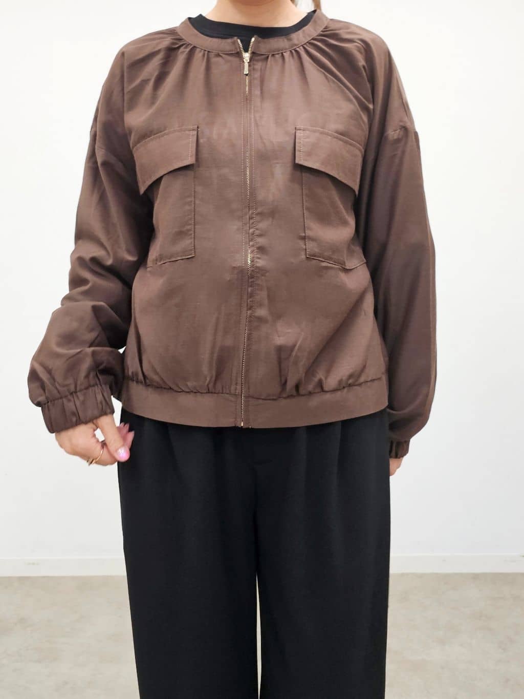 ゆゆさんの「SHOO･LA･RUE｜【S-LL】寒暖差のある時期に 大人上品なシアーブルゾン」を使ったコーディネート