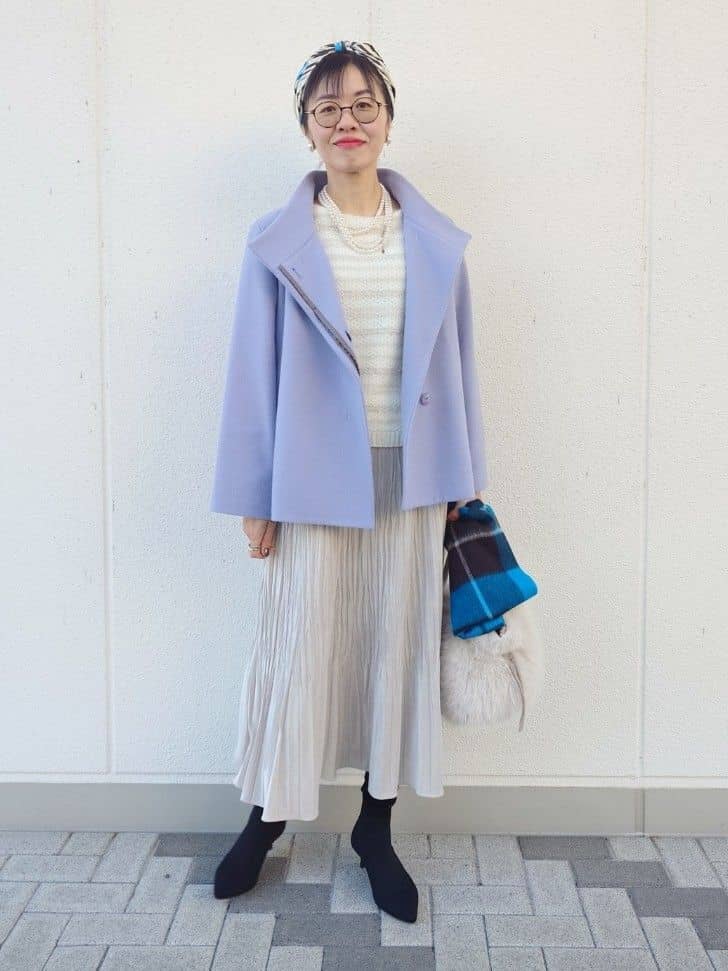 MUTSUKOさんの「UNTITLED｜【着回しが効く／オンオフアウター】ウールショートコート」を使ったコーディネート