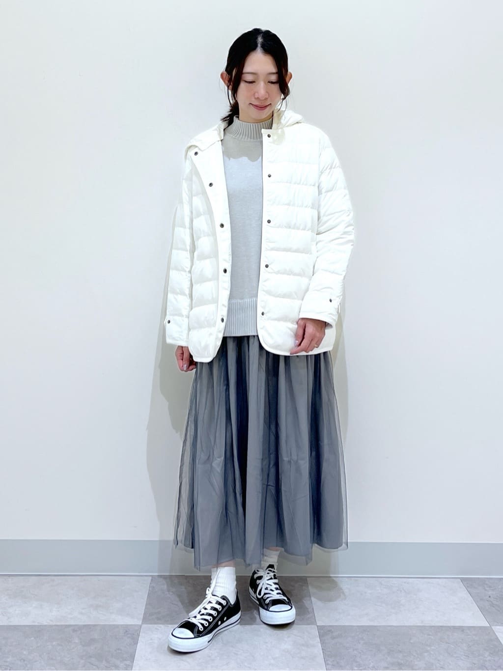 canaさんの「Dessin｜【洗える】ニットチュールドッキングワンピース」を使ったコーディネート