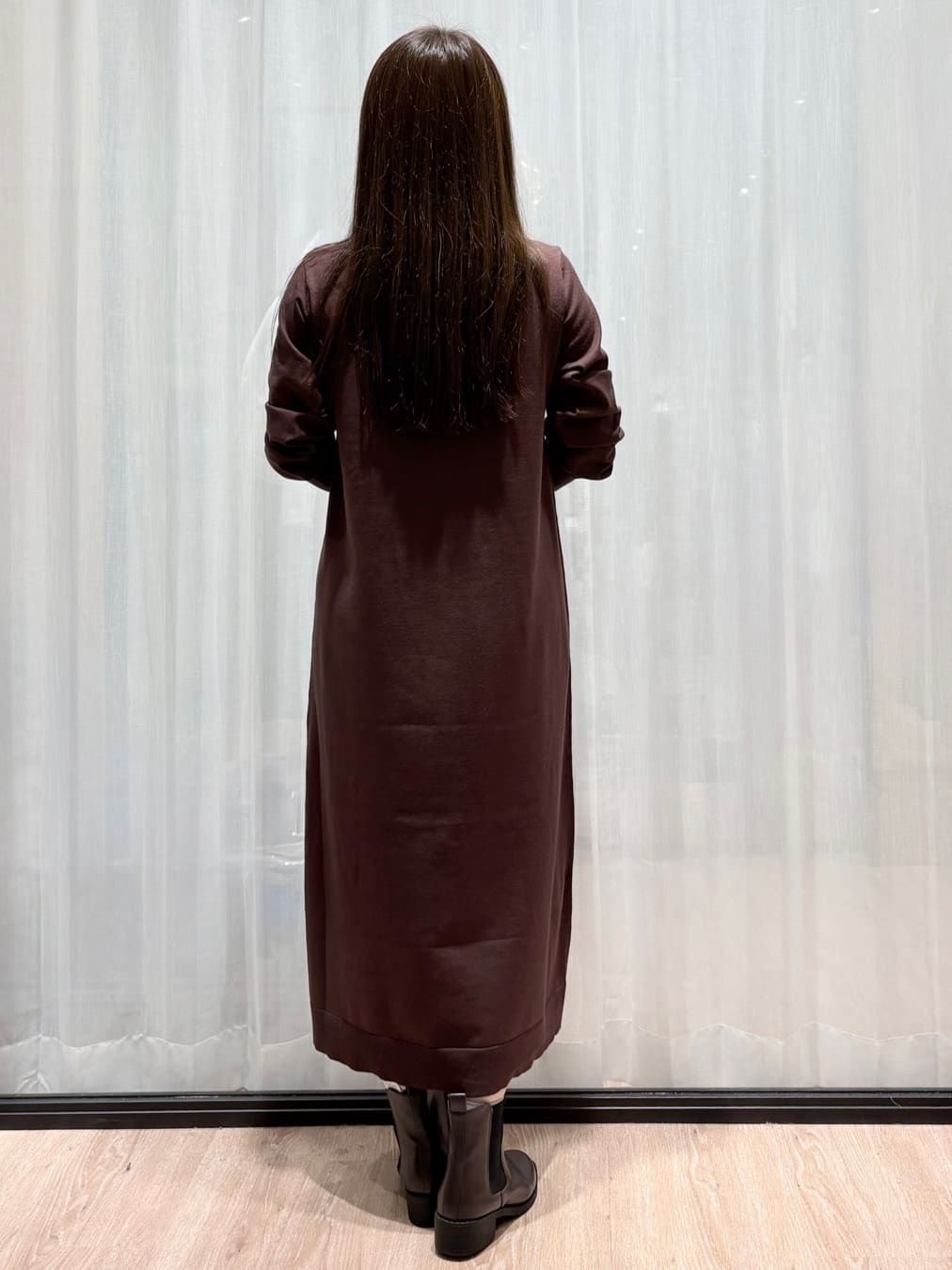 かなさんの「OPAQUE.CLIP｜配色ポロ衿ニットワンピース【洗濯機OK】」を使ったコーディネート