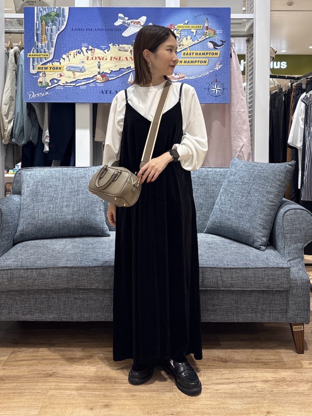 risaさんの「Dessin｜【前後2WAY/洗える】ベロアワンピース」を使ったコーディネート