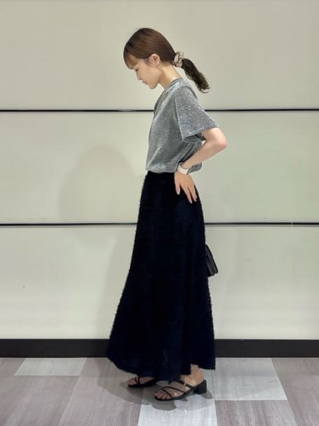 kyokaさんの「UNTITLED｜【洗える】ラメシアーTシャツ」を使ったコーディネート
