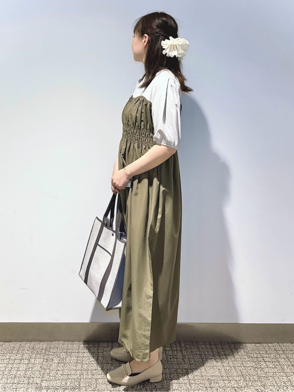 みーさんの「grove｜【洗える/二の腕カバー】一枚で映える！ビスチェドッキングワンピース」を使ったコーディネート