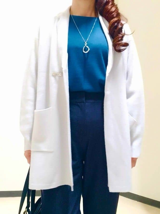 花さんの「Reflect｜【ちくちくしない／アンサンブル可／通勤におすすめ◎】オフボディニット」を使ったコーディネート