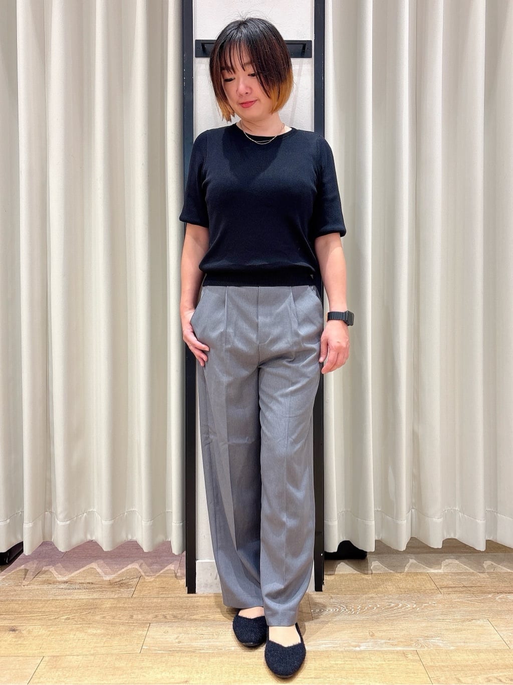 amamaさんの「grove｜洗えるフェザーニットパンプス」を使ったコーディネート