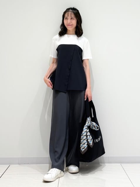 kayoさんの「INDIVI｜【UVケア／SETUP可能】エアリージョーゼット ワイドパンツ」を使ったコーディネート