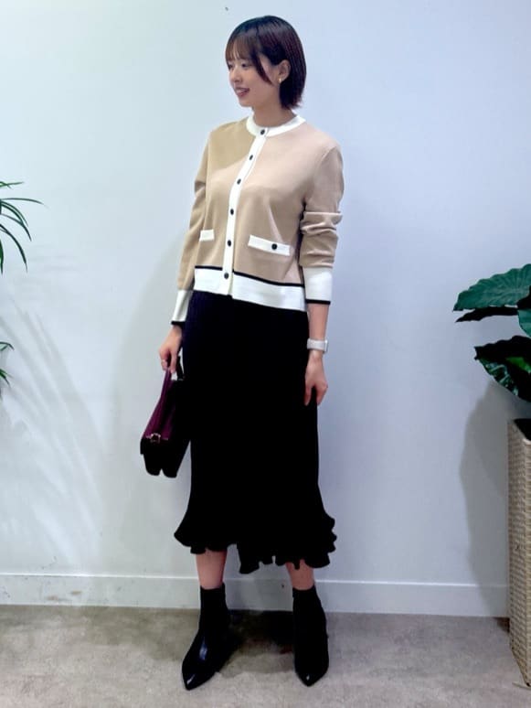 yukaさんの「UNTITLED｜【アンサンブル可/ジャケット風】ウールミラノリブカーディガン」を使ったコーディネート