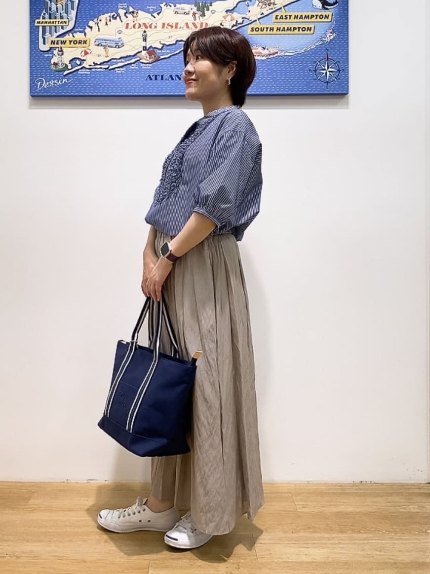 Hamaさんの「Dessin｜【洗える】フリルバンドカラー五分袖ブラウス」を使ったコーディネート
