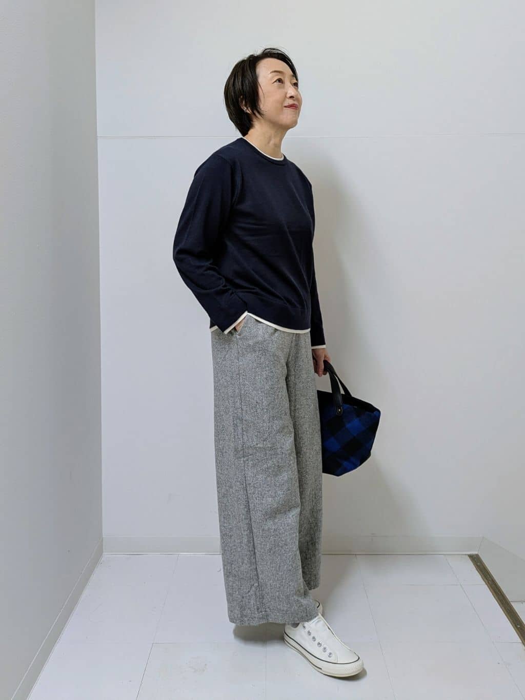 Asaさんの「Dessin｜【ユニセックス/洗える】バイカラーニット」を使ったコーディネート