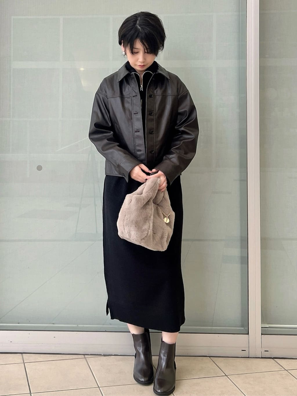 yo-koさんの「OPAQUE.CLIP｜シンセティックレザー調ブルゾン【洗える】」を使ったコーディネート
