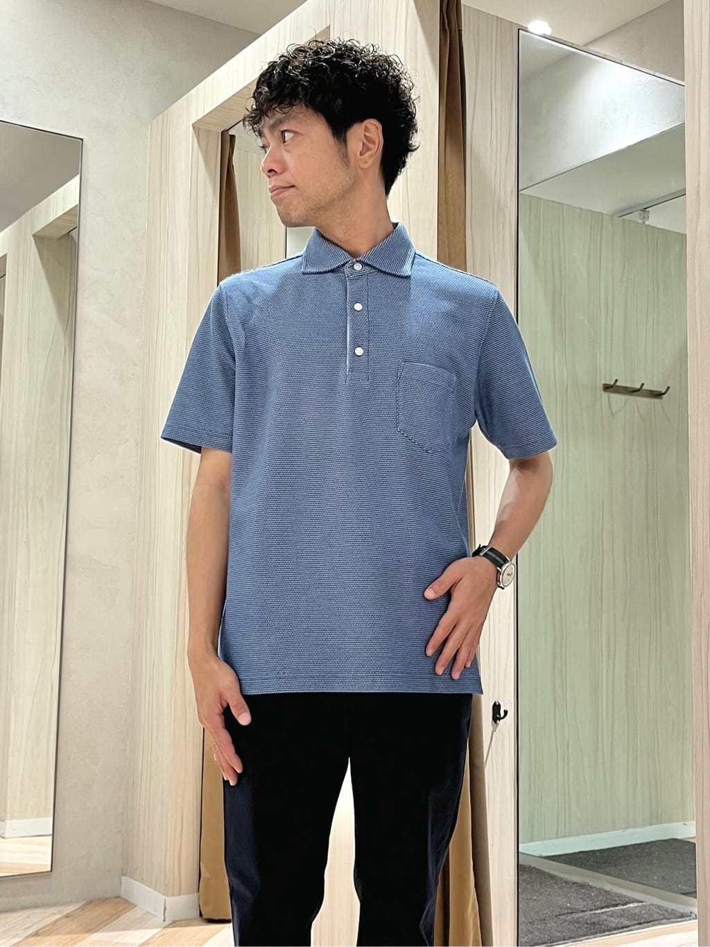 URAさんの「TAKEO KIKUCHI｜【抗菌防臭／9色5サイズ展開】ハニカムメランジ ポロシャツ」を使ったコーディネート
