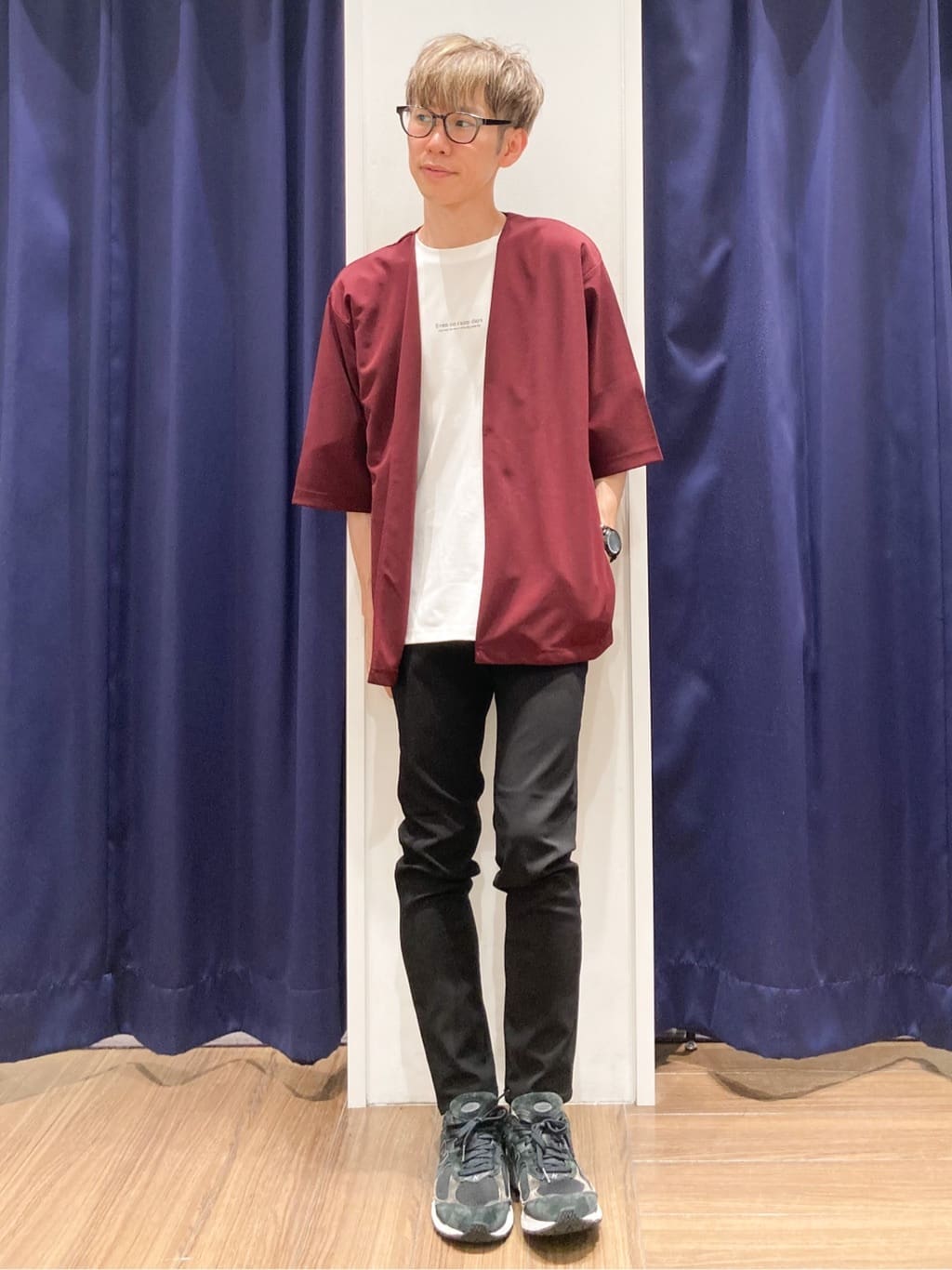 つーじーさんの「THE SHOP TK｜五分袖カーディガン+半袖Tシャツセットアイテム 洗濯機OK」を使ったコーディネート
