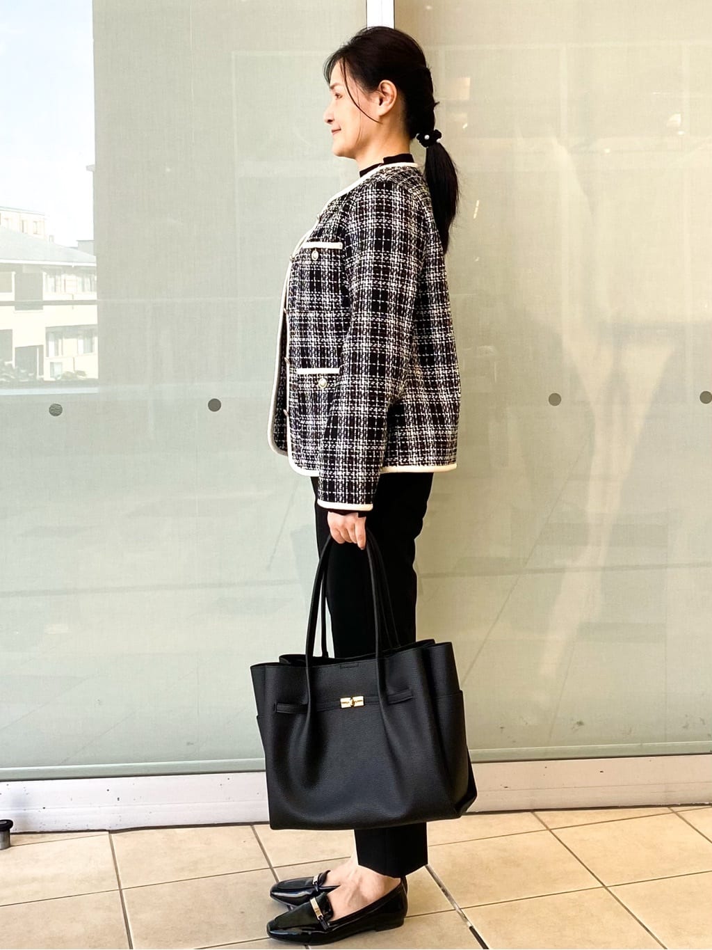 Jeanさんの「OPAQUE.CLIP｜チェックツイードジャケットコート／セットアップ対応【洗える】」を使ったコーディネート