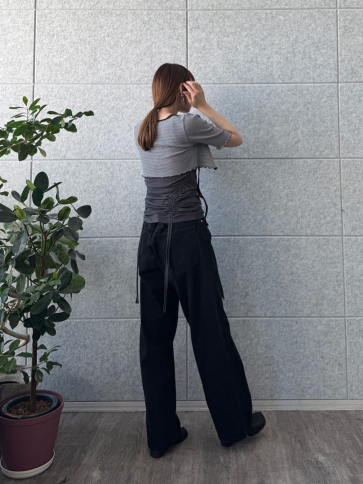 designer yukaさんの「CODE A｜chic border 2way ribbon cardigan」を使ったコーディネート