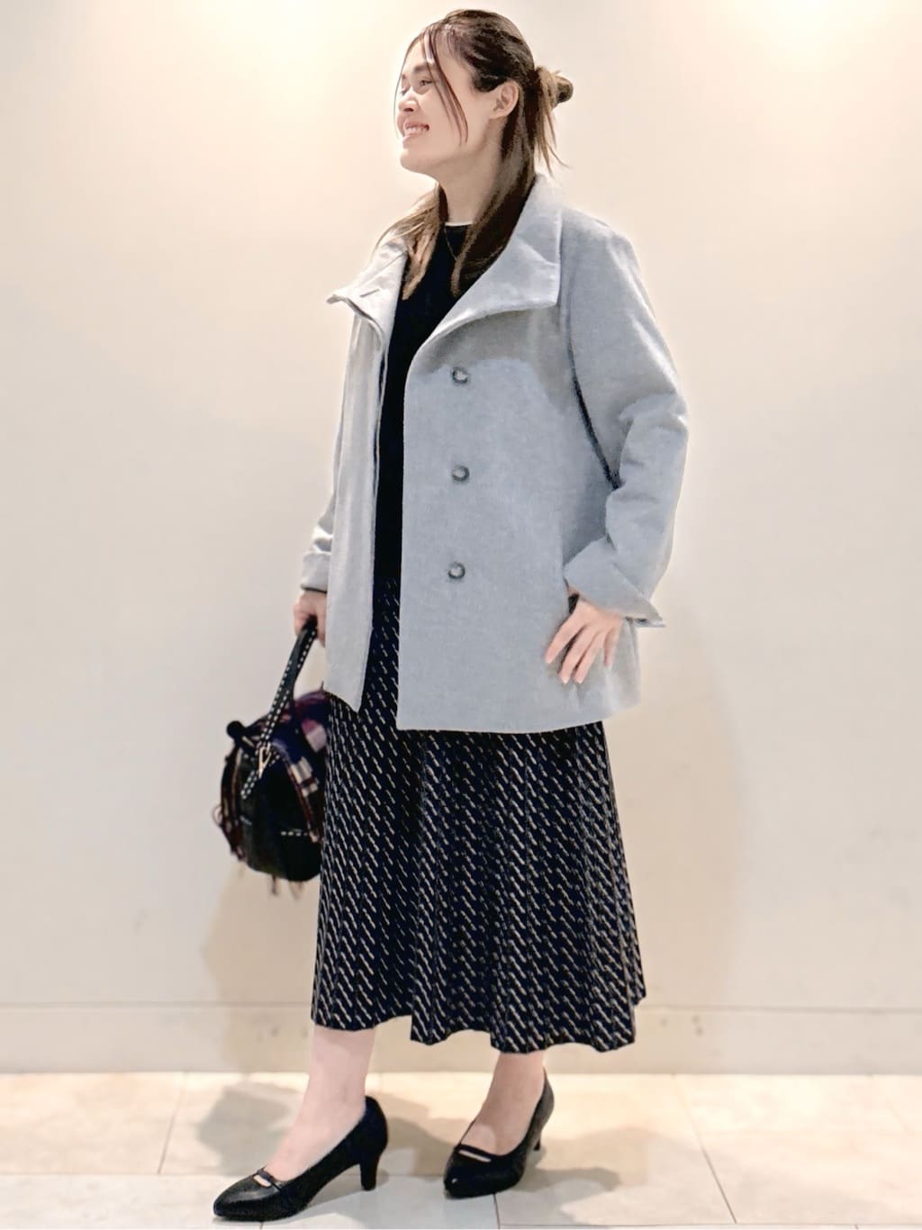S&auml;K&iuml;さんの「Reflect｜【SS-4Lサイズ／衿が顔に当たらない◎】スタンドネックミドルコート」を使ったコーディネート