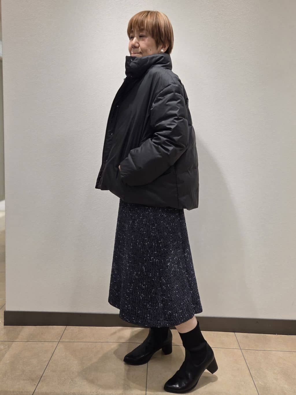 yoshiさんの「Reflect｜【広がりすぎない／美シルエット◎】ツイードフレアスカート」を使ったコーディネート