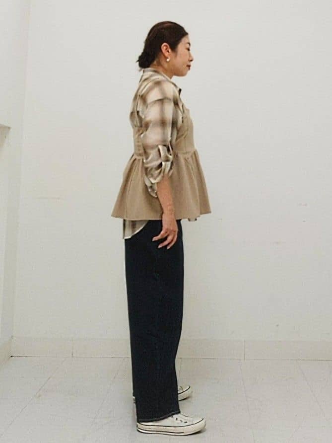 KJさんの「Dessin｜【洗える】シアーオンブレーチェックシャツ」を使ったコーディネート