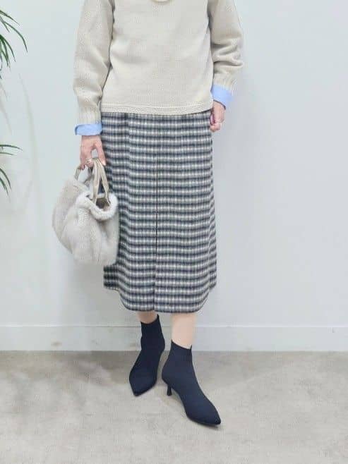 MUTSUKOさんの「UNTITLED｜【洗える】スポンディッシュ ボトルネックニット」を使ったコーディネート