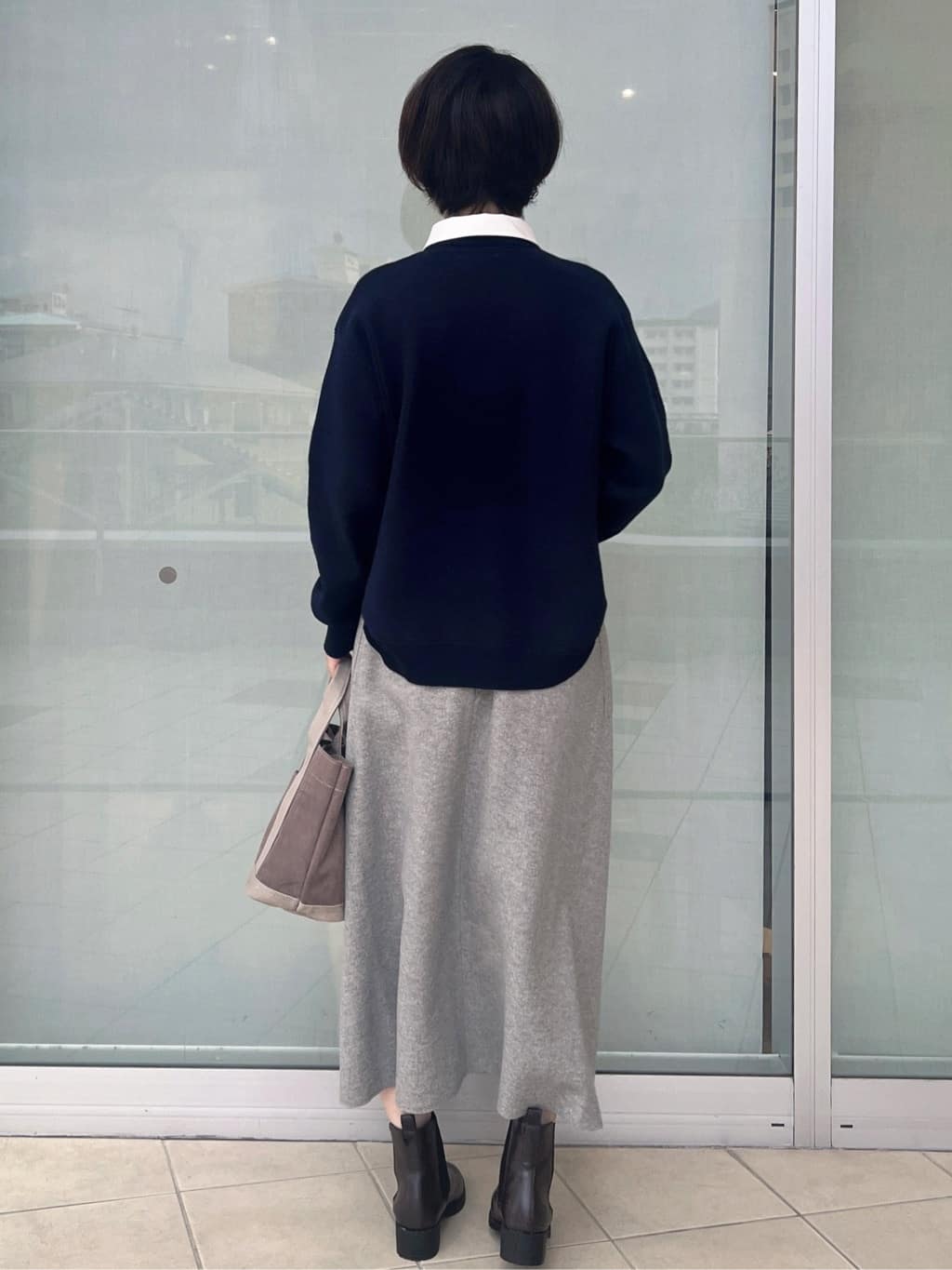 yo-koさんの「OPAQUE.CLIP｜襟付きロゴジャカードニット【洗濯機OK】」を使ったコーディネート