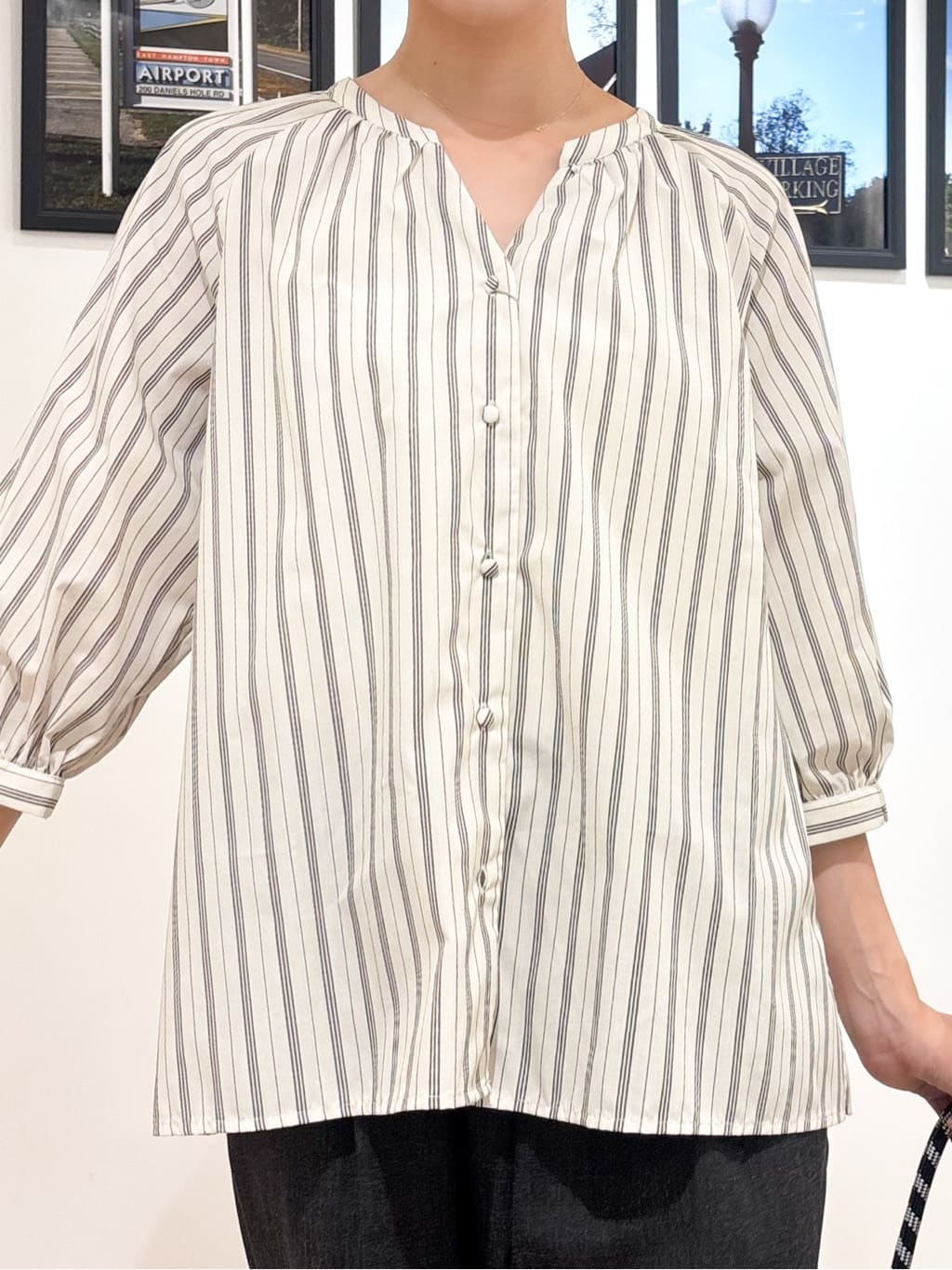 Ririkaさんの「Dessin｜【洗える】ストライプカフス袖ブラウス」を使ったコーディネート